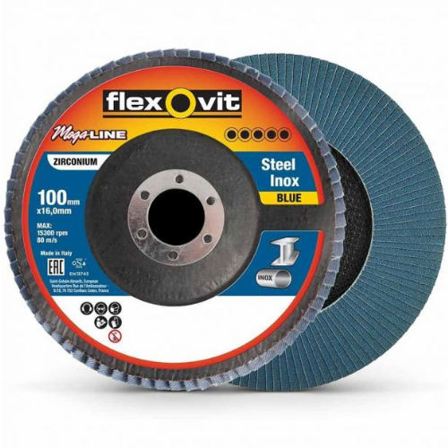 FlexOvit MegaLine Zirconia Flap Disc 80 Grit 4” 100mm