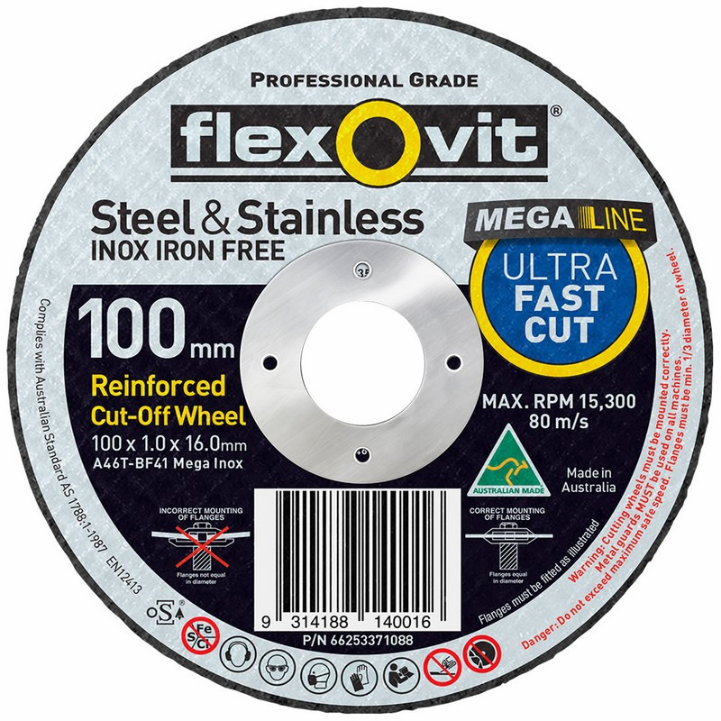 Flexovit cutting disc ultra thin 1mm x 100mm 115mm 125mm steel Flexovit cutting disc ultra thin 1mm x 100mm 115mm 125mm steel