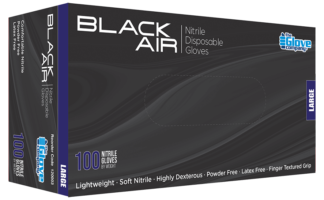 Black Air Nitrile Disposable Gloves Medium 100 Pack