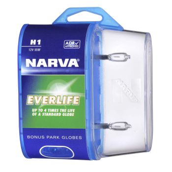 Narva H1 12V 55W Everlife Halogen Headlight Globes (Bl2)