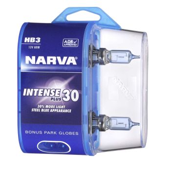 Narva Hb3 12V 60W Intense Plus 30 Halogen Headlight Globes (Bl2)