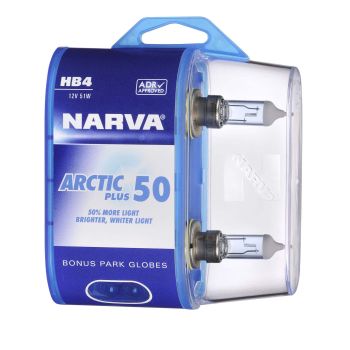 Narva Hb4 12V 51W Arctic Plus 50 Halogen Headlight Globes (Bl2)