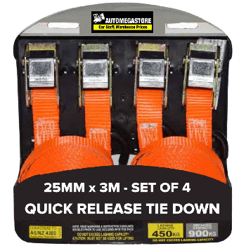 Quick Release Tie Down 25mm X 3m | 4 Pack