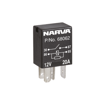 Narva 12V 20A Normally Open 4 Pin Micro Relay With Resistor (Blister Pack Of 1)