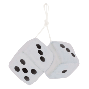 Fluffy Dice With Black & White Dots 