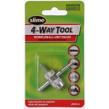 Slime 4-Way Valve Tool With 4 Valve Cores 