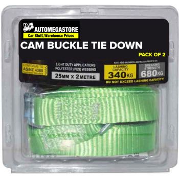 Tie Down Cam Heavy Duty 25mm X 2m | 2 Pack