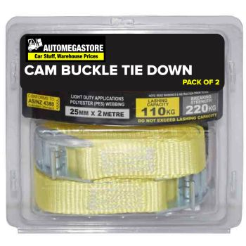 Tie Down Cam Light Duty 25mm X 2m | 2 Pack
