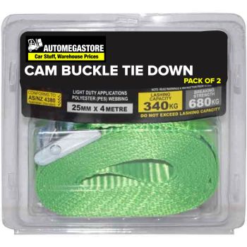 Tie Down Cam Heavy Duty 25mm X 4m | 2 Pack