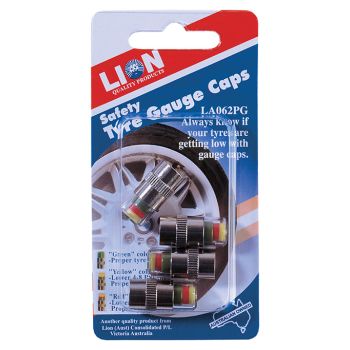 Lion Safety Tyre Gauge Caps 32PSI 4pk