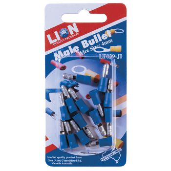 Lion Male Bullet Terminals Blue 14pc