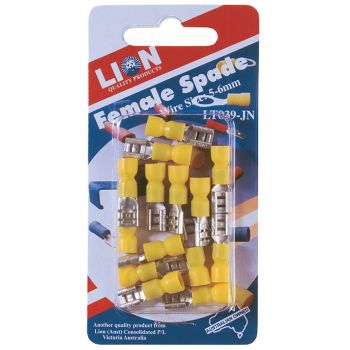 Lion Female Blade Terminals Yellow 5-6mm 14pc
