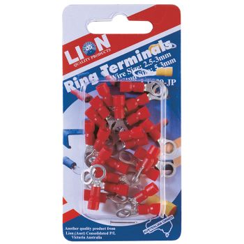 Lion Ring Terminals Red 23pc