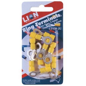 Lion Ring Terminals Yellow 10pc