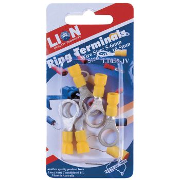 Lion Ring Terminals Yellow 8pc