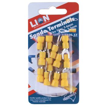 Lion Spade Terminals Yellow 12pc