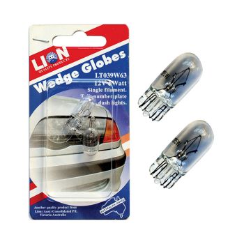 Lion Wedge Globes Tail/Number Plate/Dashboard 12V 5W 2pk