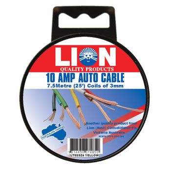 Lion Auto Cable Yellow 10Amp 3mm x 7.5m