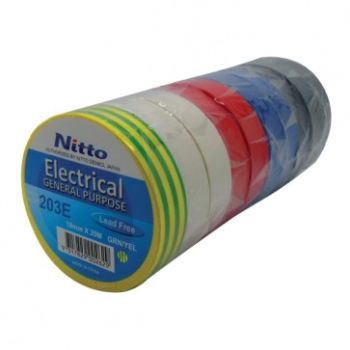 Nitto PVC Tape 18mm x 20m Mixed Colour 10 Pack
