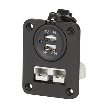 Anderson Style Plug Power Outlet & Dual USB Socket with Flush Panel Mount