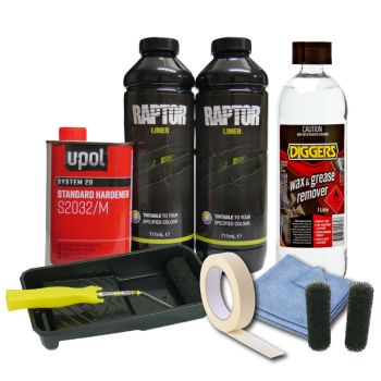 Raptor Liner Black Ute Tub Roll On Prep & Paint Kit 2L