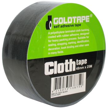 Cloth Gaffer Tape Black 48mm x 25m