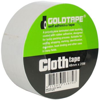 Cloth Gaffer Tape White 48mm x 25m 