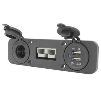 Anderson Style Plug Power Outlet Cigarette Socket & Dual USB Socket with Flush Panel Mount 